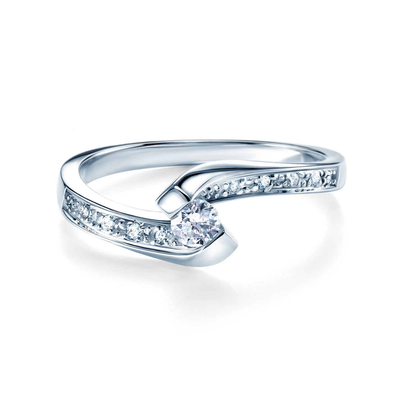 Verlobungsring Savicki: Weißgold, Diamanten