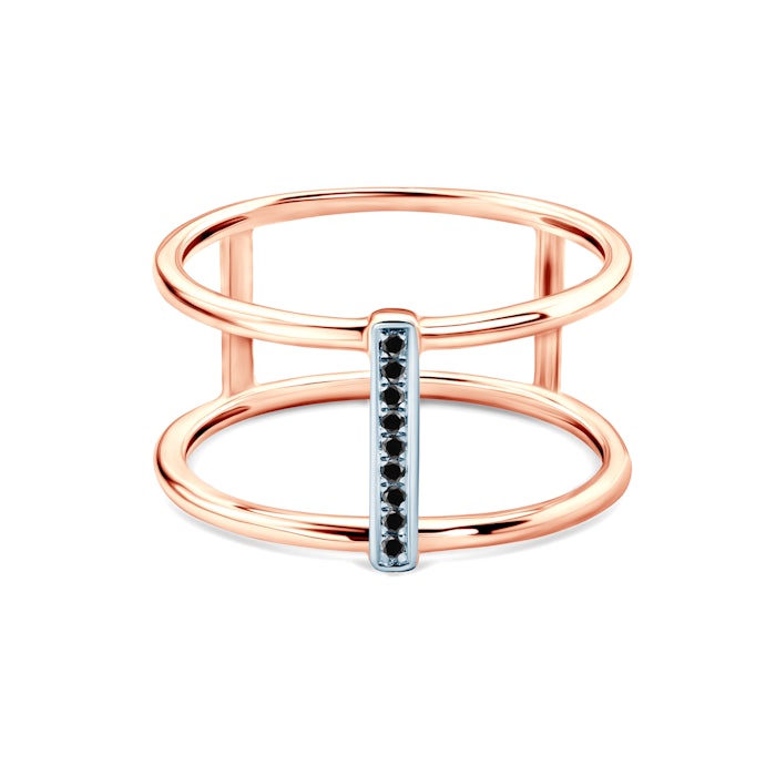 SAVICKI eljegyzési gyűrű: rózsaarany fekete gyémántokkal
