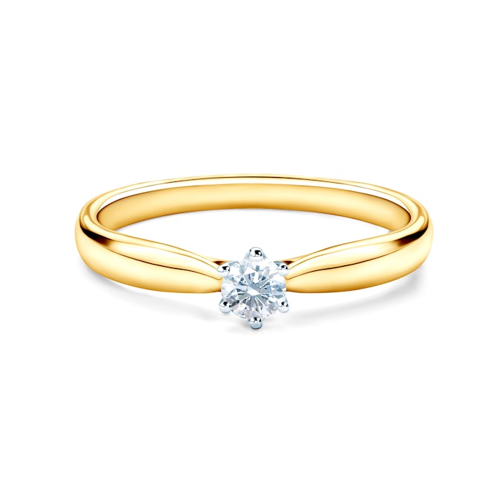 Каблучка для заручин Savicki: двоколірне золото, діамант