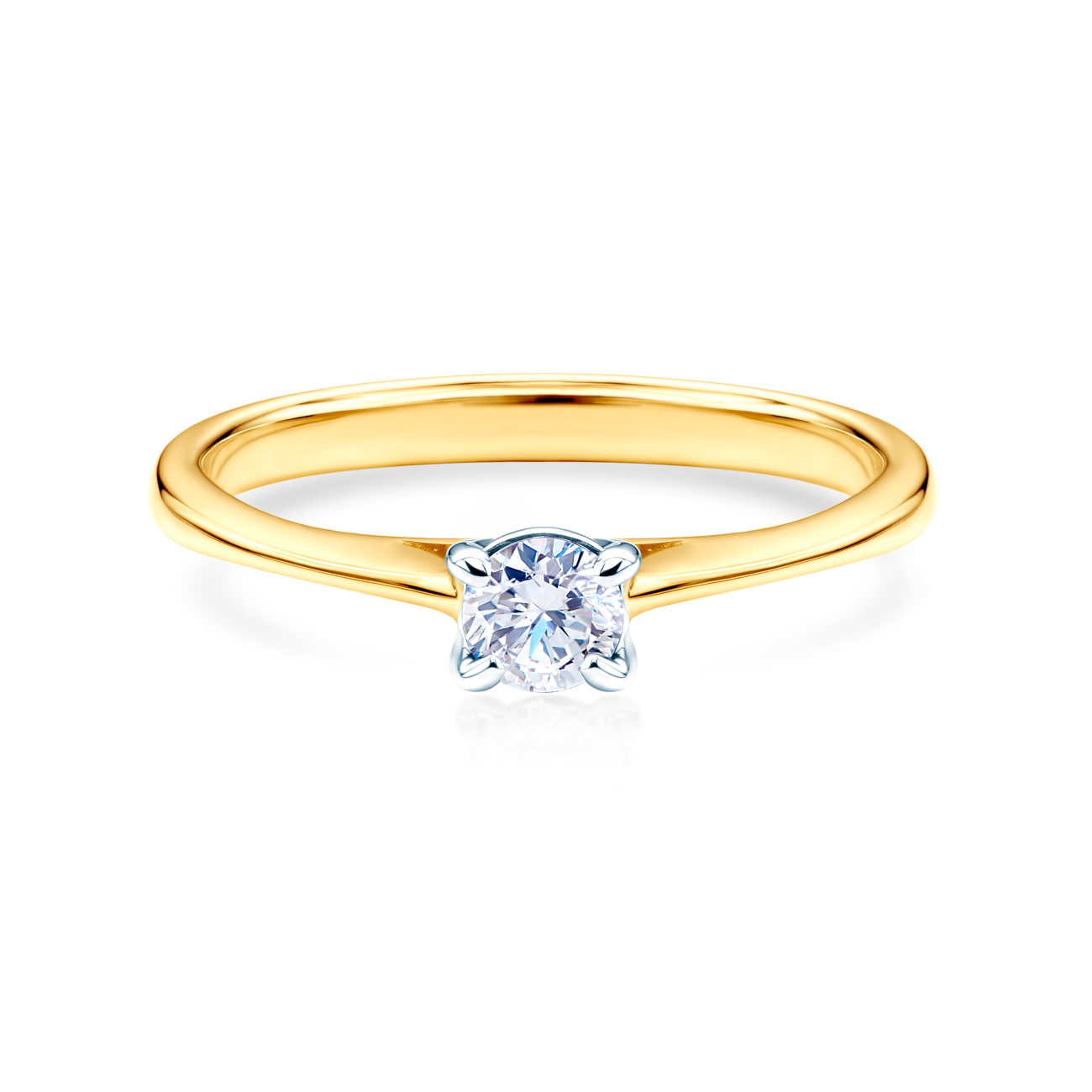 Каблучка для заручин SAVICKI: двоколірне золото, діамант