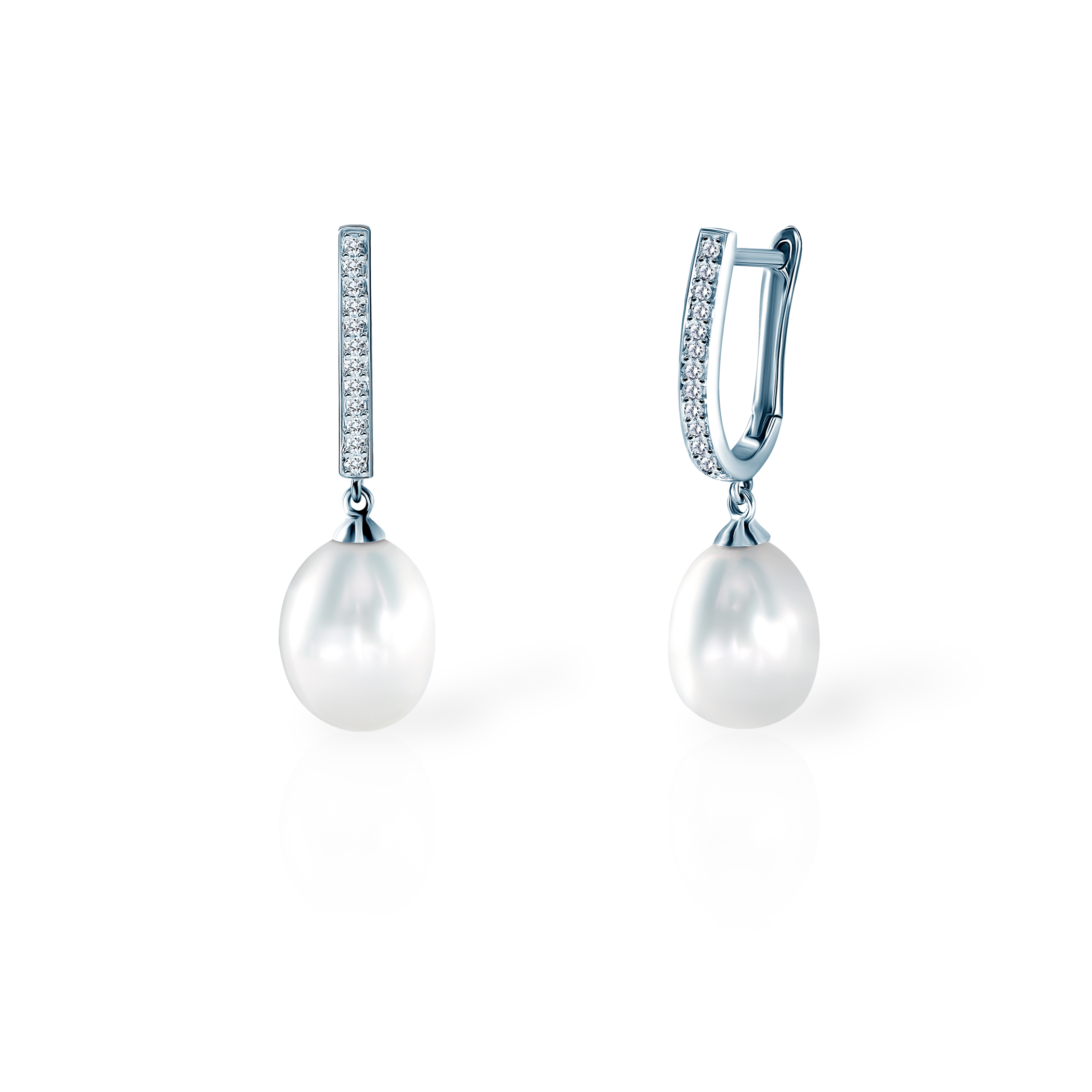 Σκουλαρίκια SAVICKI: λευκός χρυσός, μαργαριτάρι, διαμάντια