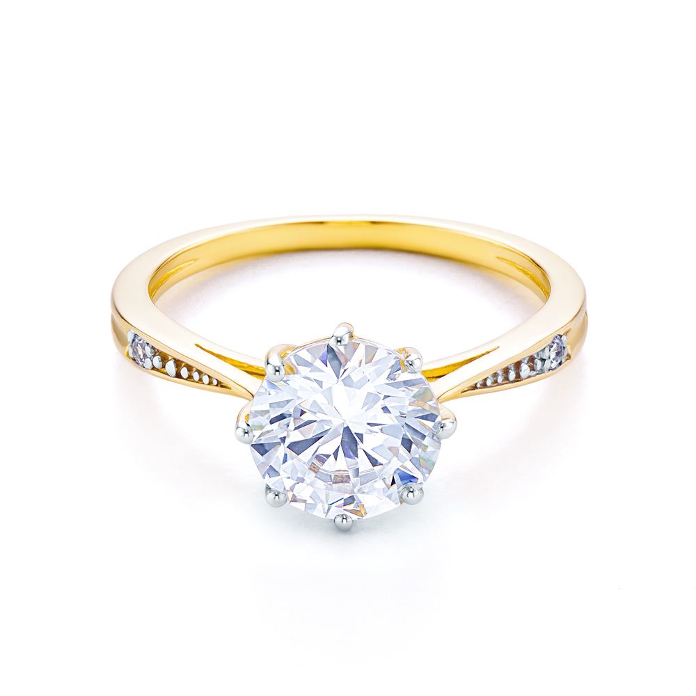 Inel de logodnă SAVICKI: aur bicolor, cu zirconiu