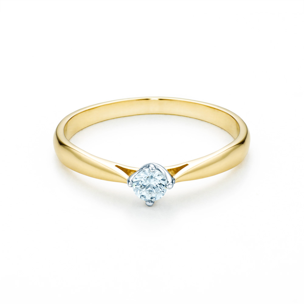 Solitaire Engagement Ring: two color gold, diamond