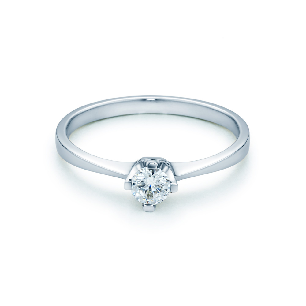 Годежен пръстен Solitaire: бяло злато. диамант