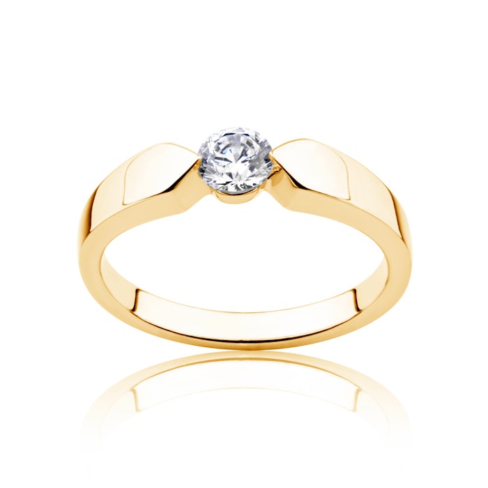 Minimalism eljegyzési gyűrű: arany és gyémánt