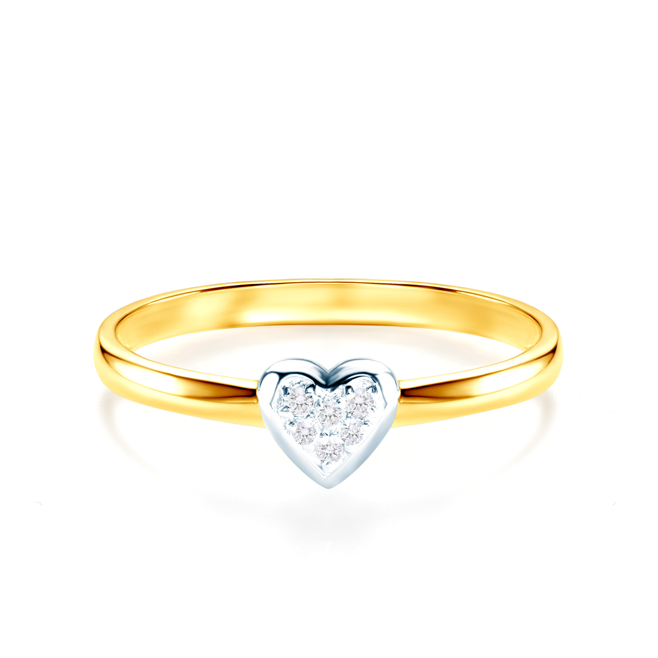Zaručnički prsten srce Savicki: dvobojno zlato, dijamant