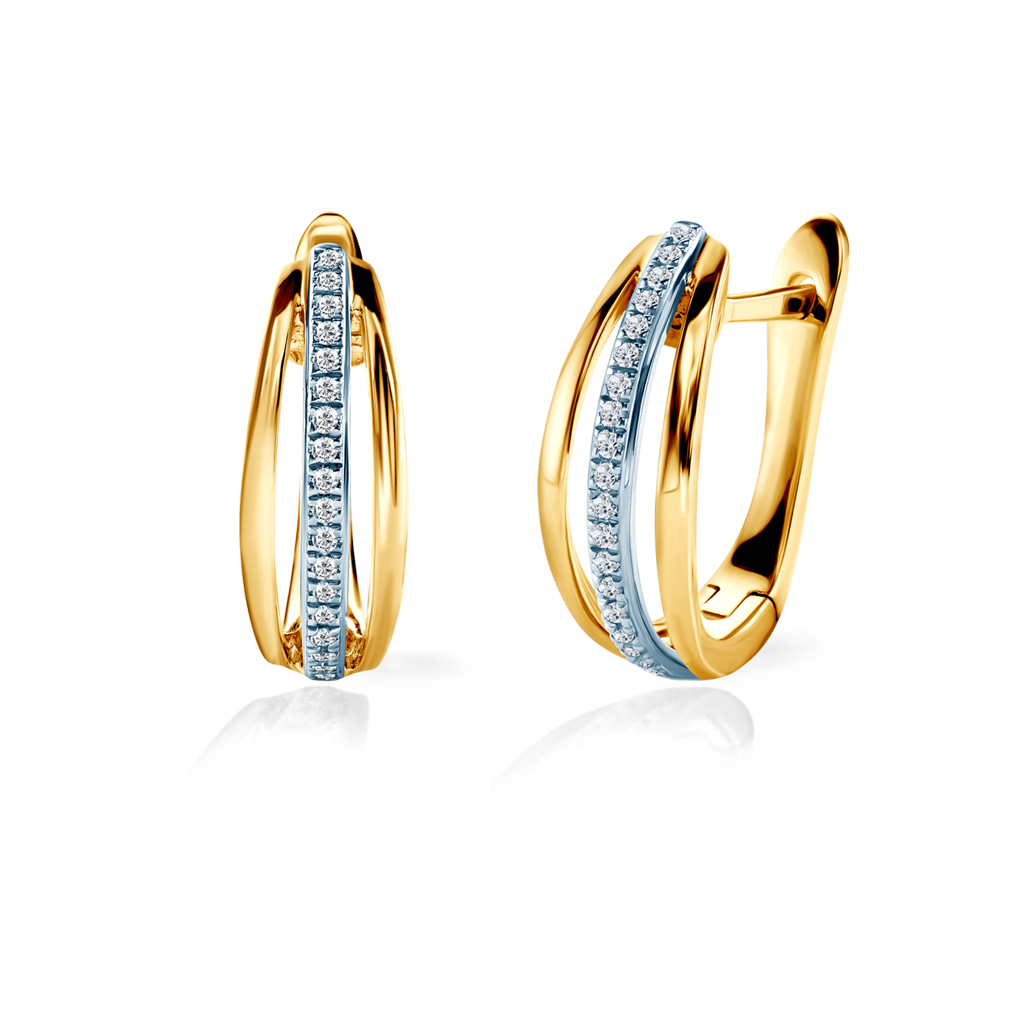 Σκουλαρίκια SAVICKI: δίχρωμος χρυσός, διαμάντια