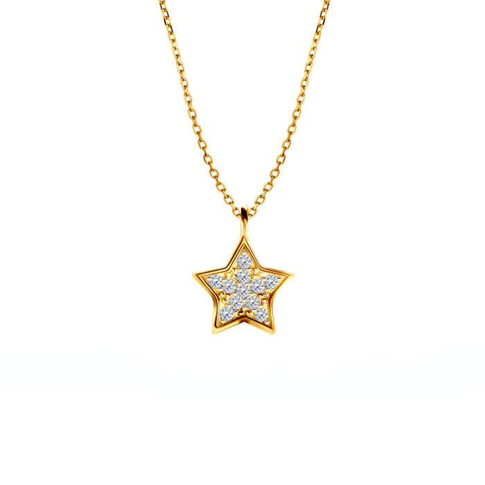 SAVICKI nyaklánc medállal - csillag: aranyozott ezüst cirkóniával
