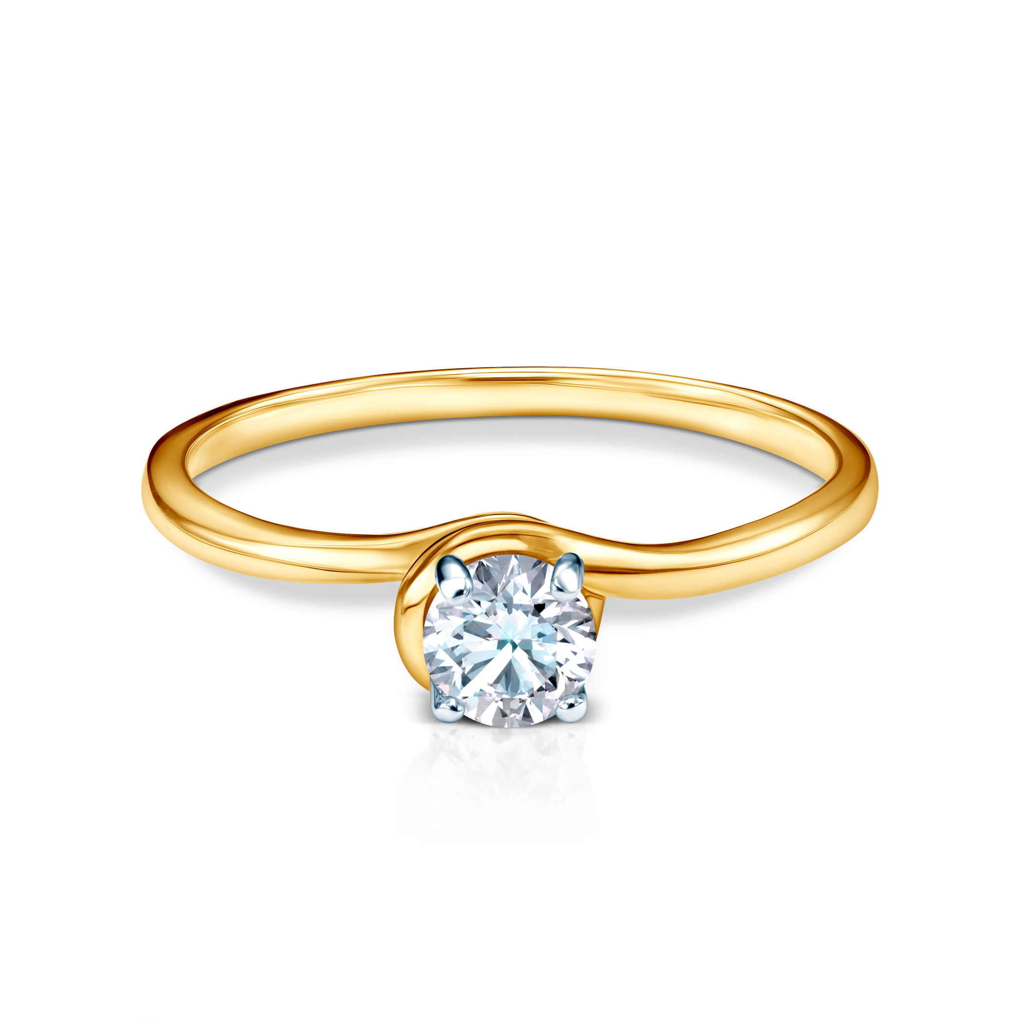 Каблучка для заручин SAVICKI: двоколірне золото, з цирконієм