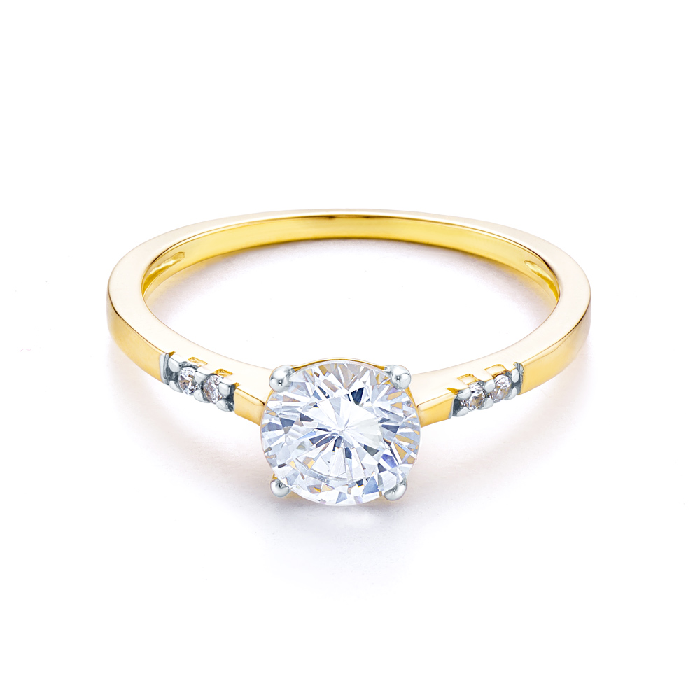 Каблучка для заручин SAVICKI: двоколірне золото, з цирконієм