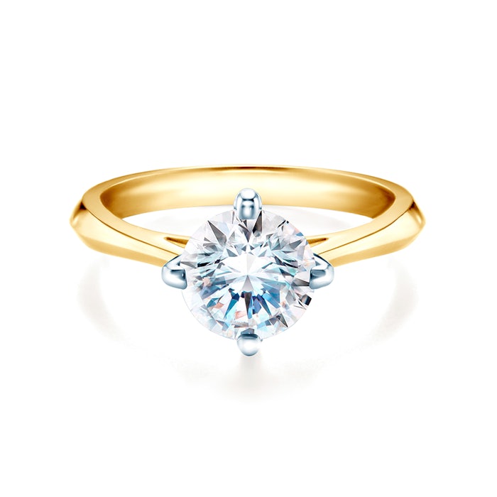 Inel de logodnă The Light: aur bicolor, cu diamant