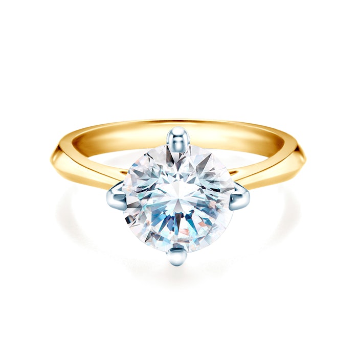 Inel de logodnă The Light: aur bicolor, cu diamant